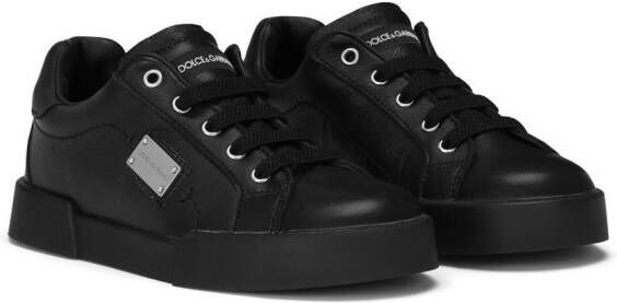 Dolce  Gabbana Kids Portofino Light leather sneakers Black