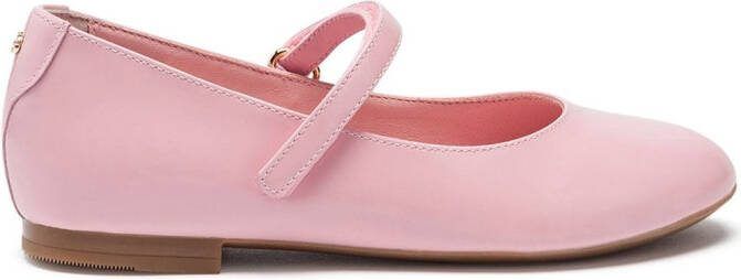 Dolce  Gabbana Kids patent leather Mary Jane shoes Pink
