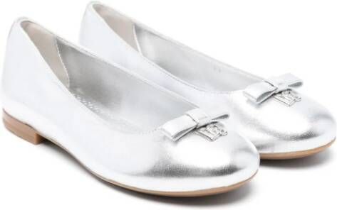 Dolce  Gabbana Kids metallic leather ballerina shoes Silver