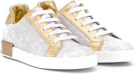 Dolce  Gabbana Kids metallic panelled trainers White