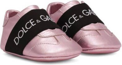 Dolce  Gabbana Kids leather slip-on sneakers Pink