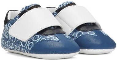 Dolce  Gabbana Kids monogram-pattern touch-strap sneakers Blue