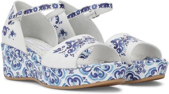 Dolce  Gabbana Kids Majolica-print leather sandals White