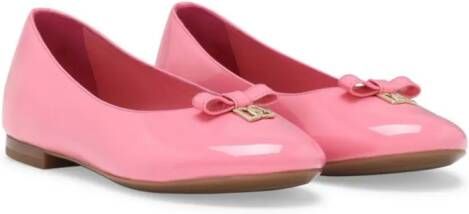 Dolce  Gabbana Kids patent-leather ballerina shoes Pink