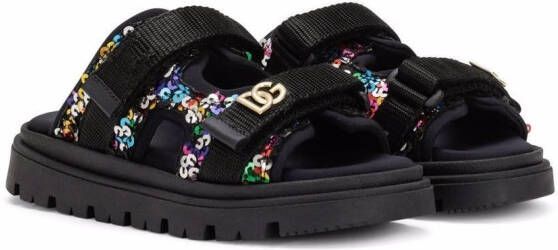 Dolce  Gabbana Kids sequin touch-strap sandals Black
