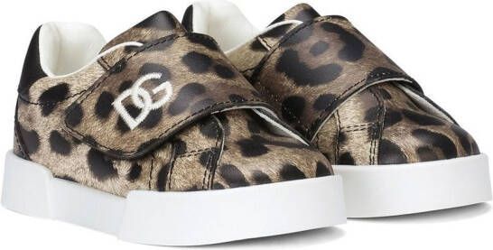 Dolce  Gabbana Kids side logo-patch low-top sneakers Brown