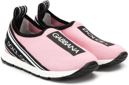 Dolce  Gabbana Kids Sorrento logo-tape slip-on sneakers Pink