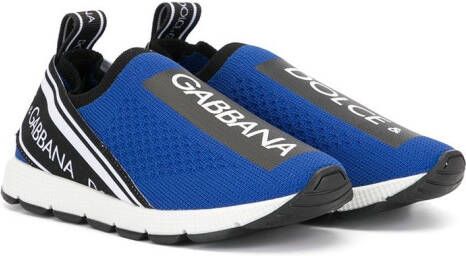 Dolce  Gabbana Kids Sorrento logo-tape slip-on sneakers Blue