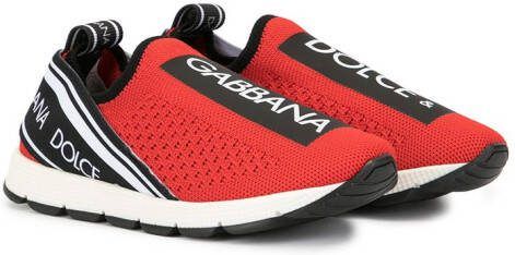 Dolce  Gabbana Kids Sorrento logo-tape slip-on sneakers Red