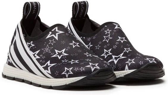 Dolce  Gabbana Kids star-print slip-on trainers Black