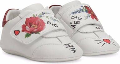 Dolce  Gabbana Kids floral-print leather sneakers White