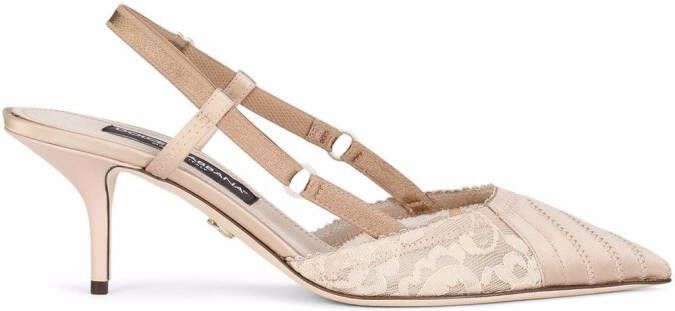 Dolce  Gabbana corset-style satin slingback pumps Neutrals