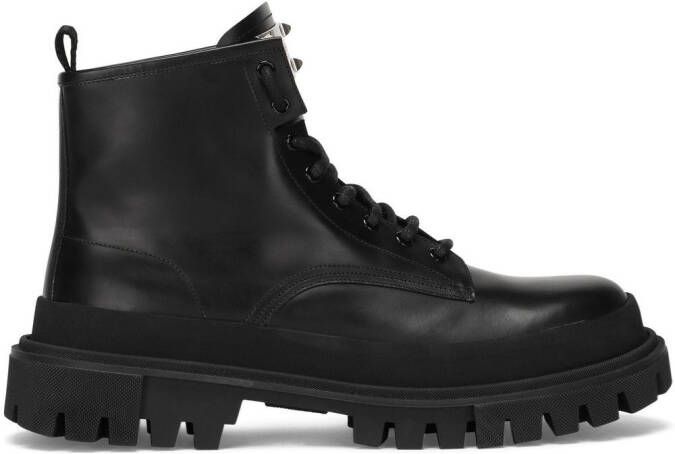 Dolce  Gabbana lace-up leather ankle boots Black