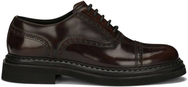 Dolce  Gabbana Francesina leather Derby shoes Brown