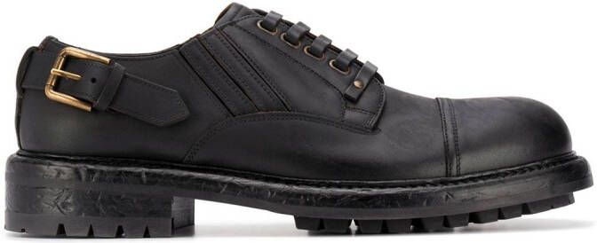 Dolce  Gabbana leather buckle Derby shoes Black