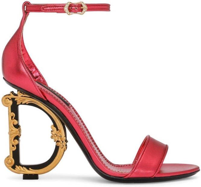 Dolce  Gabbana Baroque DG 105mm leather sandals Red