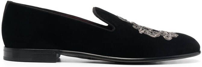 Dolce  Gabbana Leonardo embroidered slippers Black