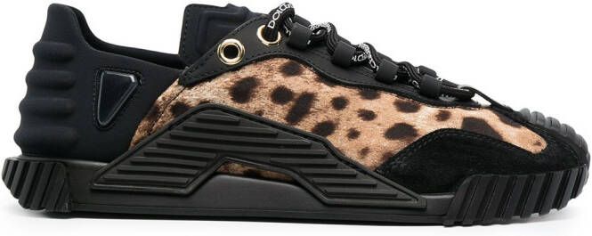 Dolce  Gabbana leopard panel low-top sneakers Brown