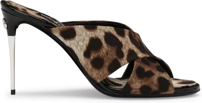 Dolce  Gabbana 85mm Keira leopard-print sandals Brown