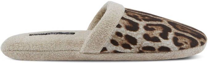 Dolce  Gabbana leopard-print terry slippers Neutrals