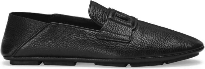 Dolce  Gabbana logo-appliqué leather loafers Black
