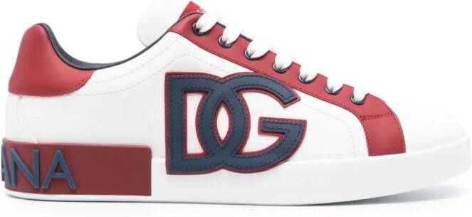 Dolce  Gabbana logo-appliqué leather sneakers White