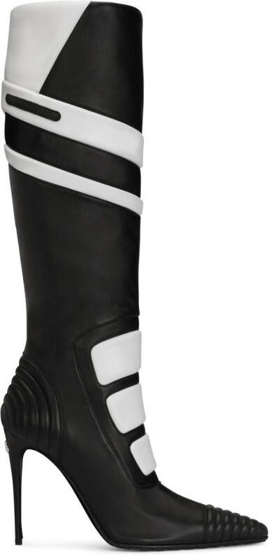 Dolce  Gabbana logo-detail leather knee-length boots Black