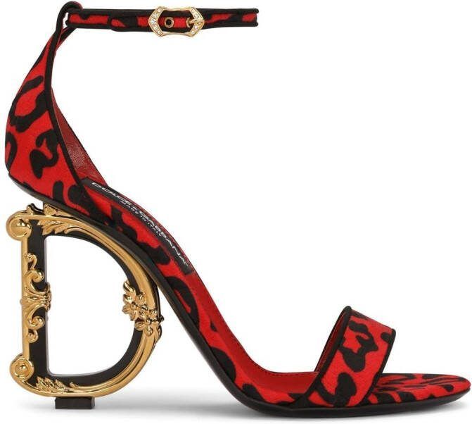Dolce  Gabbana logo-detail leopard-print sandals Red