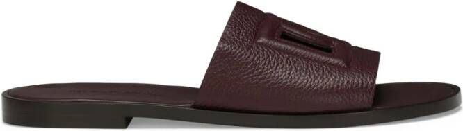 Dolce  Gabbana logo-embellished deerskin slides Red