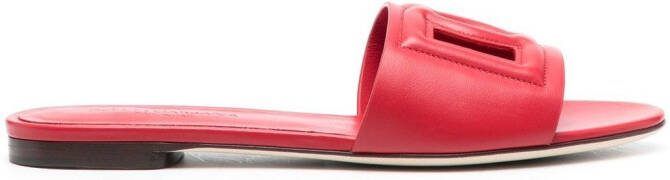 Dolce  Gabbana DG Logo leather slides Red