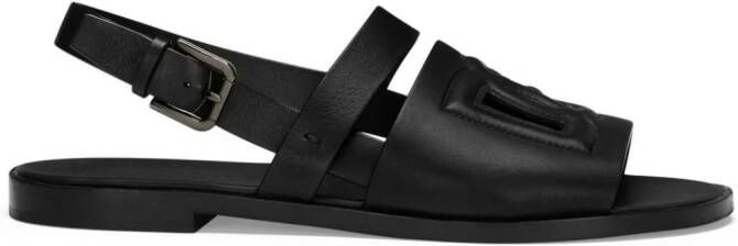 Dolce  Gabbana logo-embossed leather slides Black