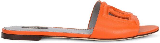Dolce  Gabbana DG Millennials leather slides Orange
