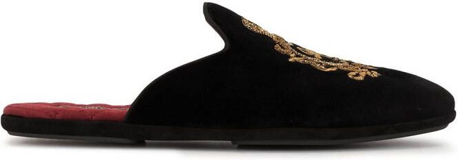 Dolce  Gabbana embroidered velvet slippers Black