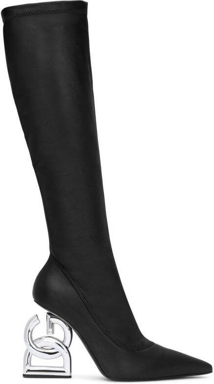 Dolce  Gabbana logo-heel knee-high boots Black