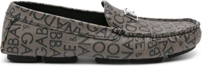 Dolce  Gabbana logo-jacquard canvas loafers Grey