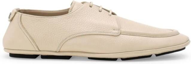 Dolce  Gabbana logo-lettering deerskin Derby shoes Neutrals