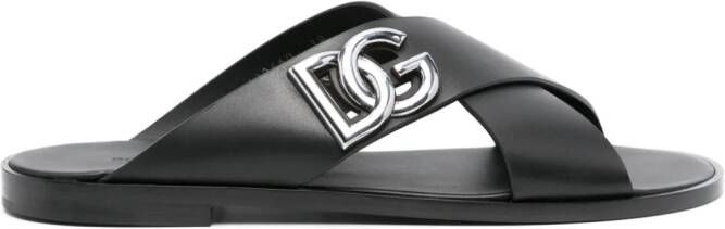 Dolce  Gabbana DG-logo leather sandals Black