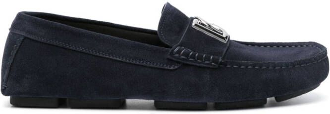 Dolce  Gabbana logo-lettering loafers Blue