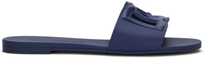 Dolce  Gabbana logo-lettering open-toe slides Blue