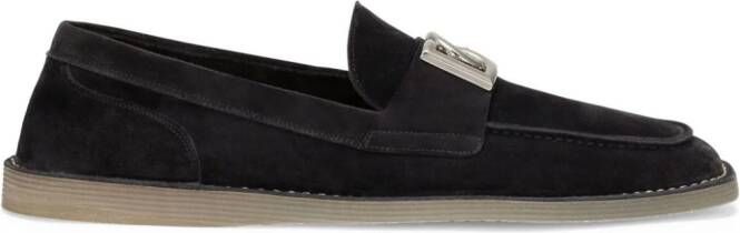 Dolce  Gabbana logo-lettering suede loafers Blue