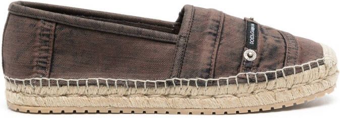 Dolce  Gabbana logo-patch denim espadrilles Brown