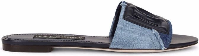Dolce  Gabbana DG-logo patchwork-denim sandals Blue