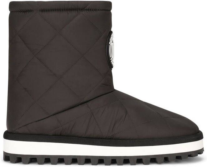 Dolce  Gabbana logo-patch padded boots Black