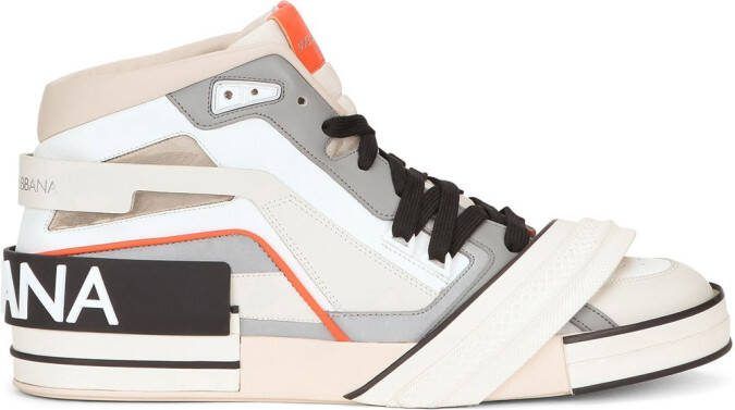 Dolce  Gabbana logo-patch panelled high-top sneakers Neutrals