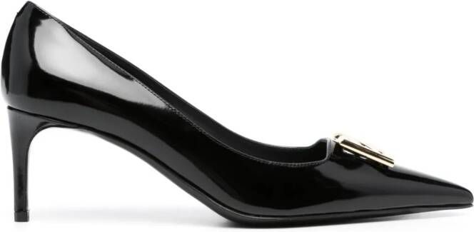 Dolce  Gabbana logo-plaque 75mm leather pumps Black
