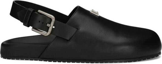 Dolce  Gabbana logo-plaque buckled leather sandals Black