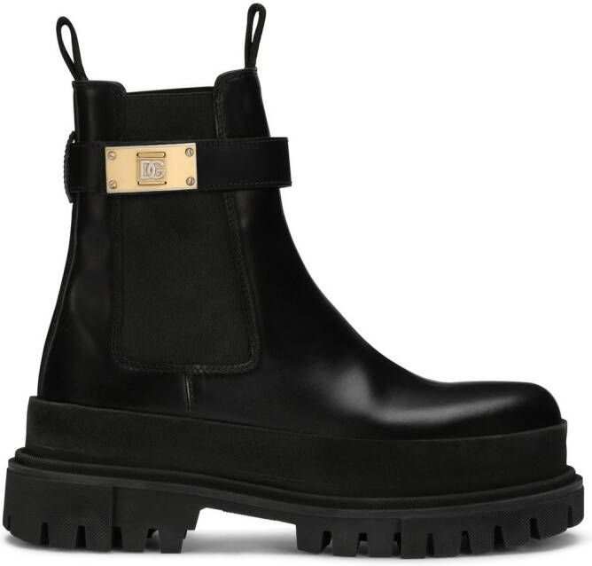 Dolce  Gabbana logo-strap Chelsea boots Black