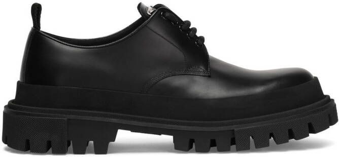 Dolce  Gabbana logo-plaque detail Derby shoes Black