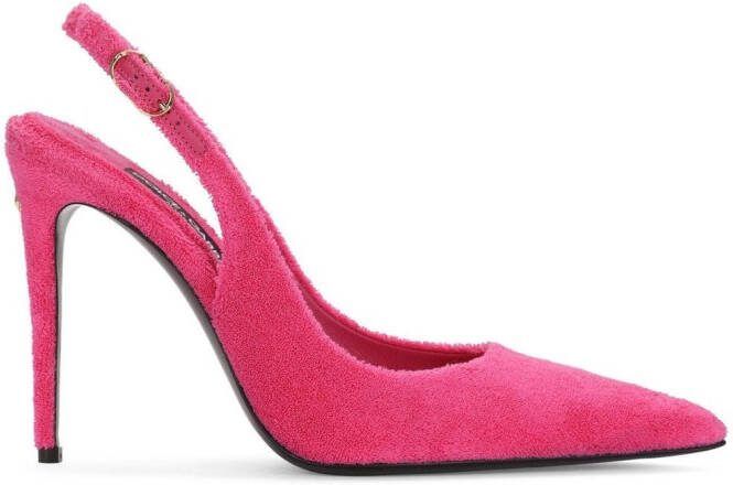 Dolce  Gabbana logo-plaque fleece pumps Pink