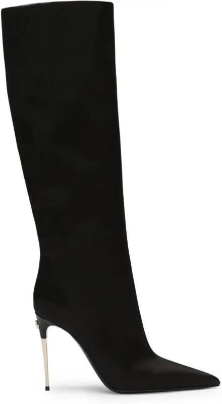 Dolce  Gabbana logo-plaque leather boots Black